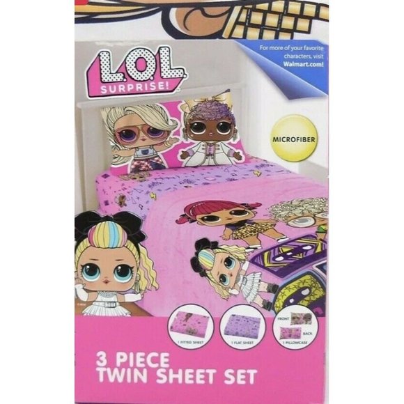 L.O.L‎ Surprise 3 Piece Microfiber Twin Sheet Set- - Picture 1 of 10